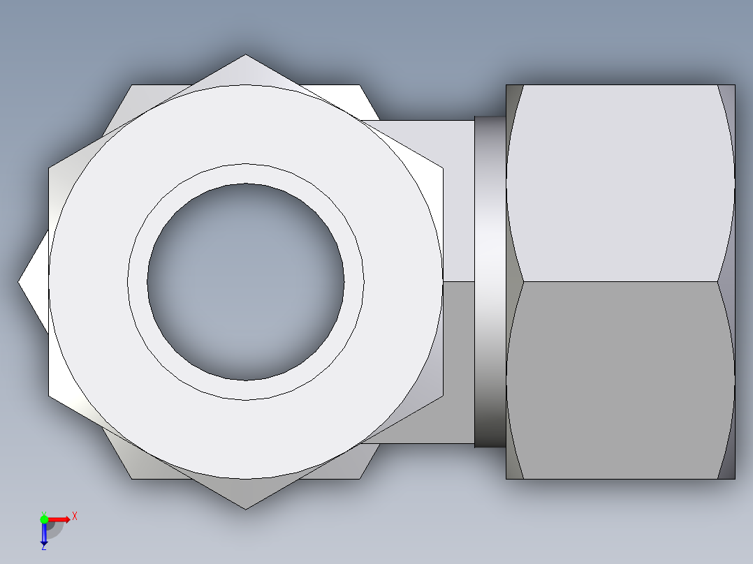 卡套式工业通用硬管接头EO_Standpipe_run_tee_EVL30SCF俯视图