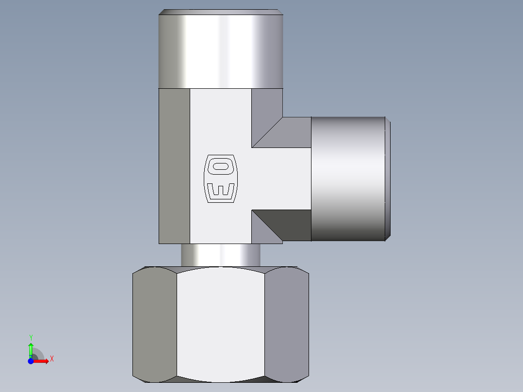 卡套式工业通用硬管接头EO_Standpipe_run_tee_EVL14SOMD71前视图
