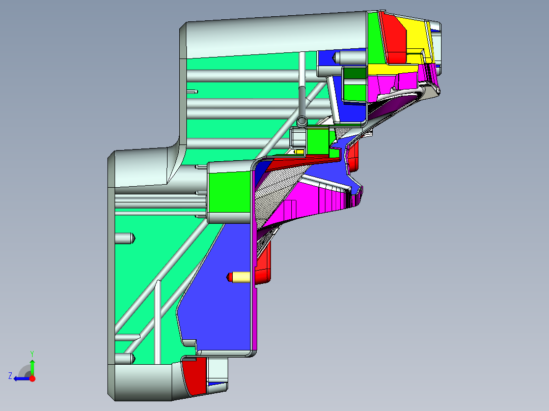 复杂的汽车车灯模具2右视图