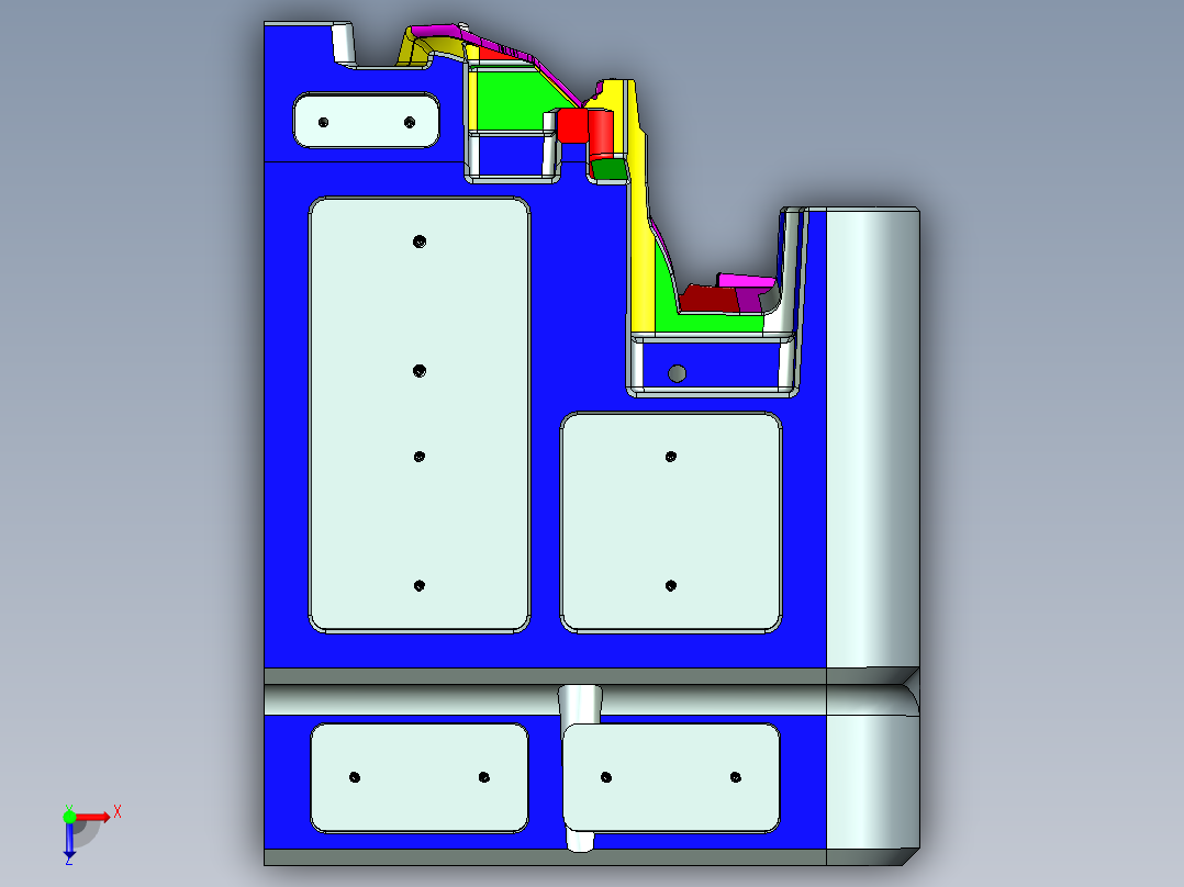 复杂的汽车车灯模具2俯视图