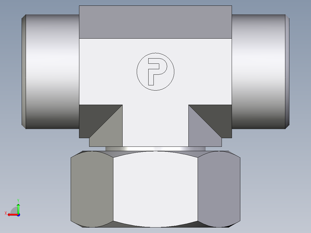卡套式工业通用硬管接头EO_Swivel_nut_branch_tee_ET25SOMDCF后视图