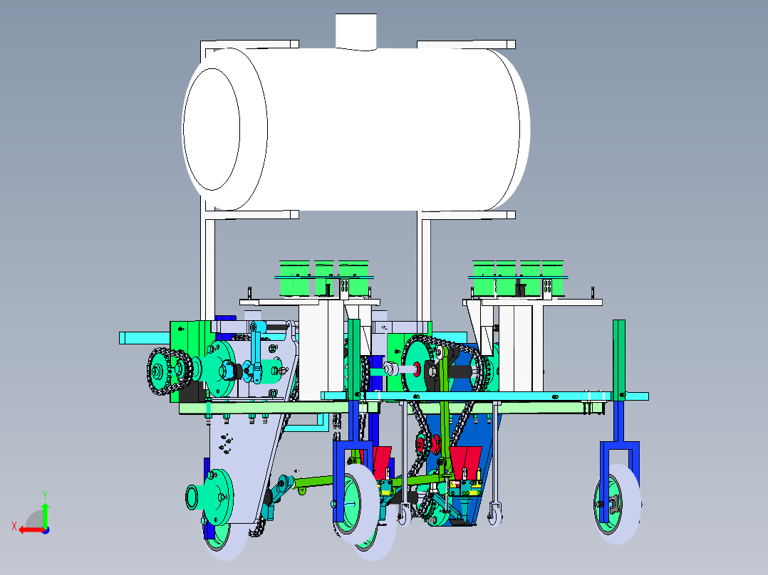旱地注水移栽机后视图