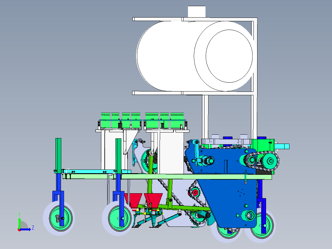 旱地注水移栽机左视图