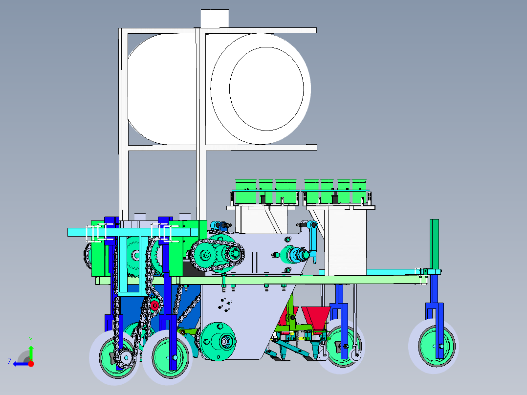 旱地注水移栽机右视图