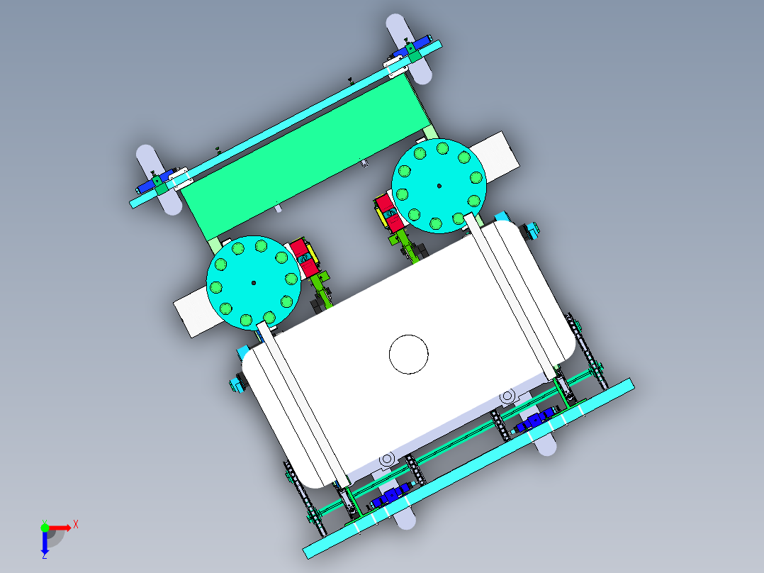 旱地注水移栽机俯视图