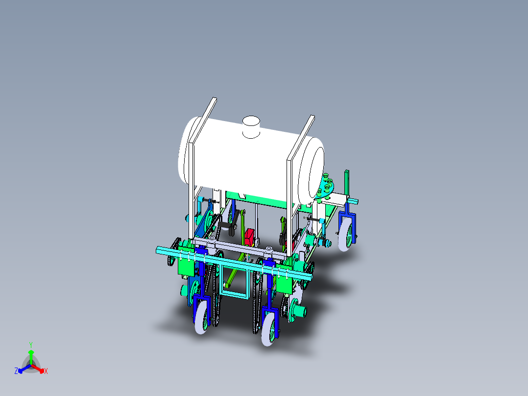 旱地注水移栽机正等轴测图