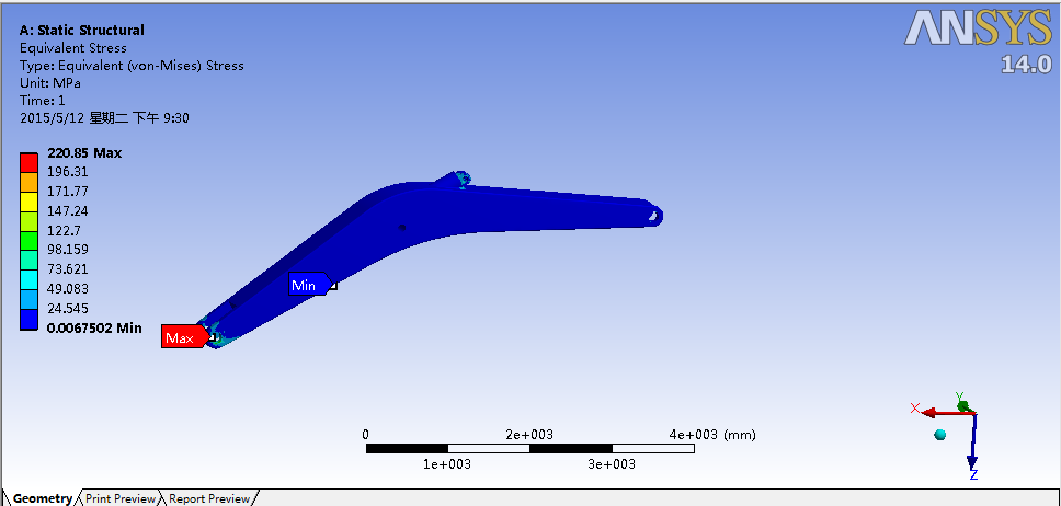 普通挖掘机动臂机构设计与运动分析
