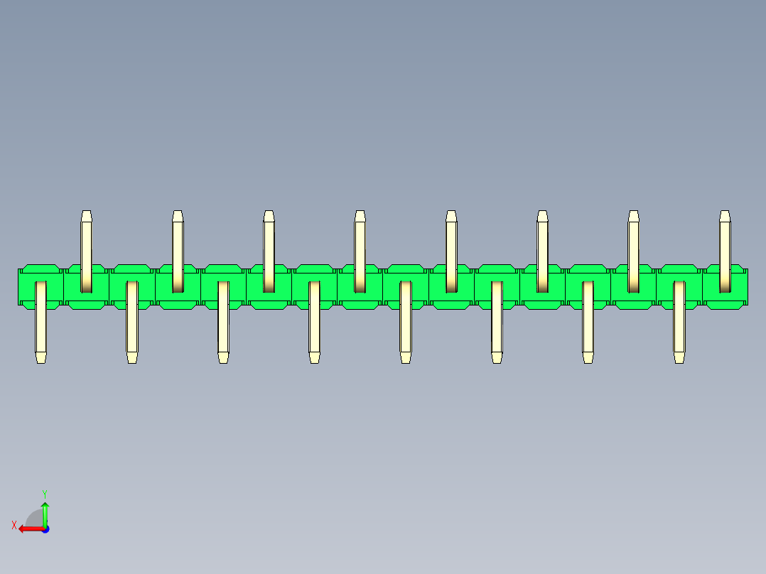 彩色公排针 100mil 2.54mm 系列-DS1022_green_16p_100mil_Type_SMT_R1_rev1.0后视图