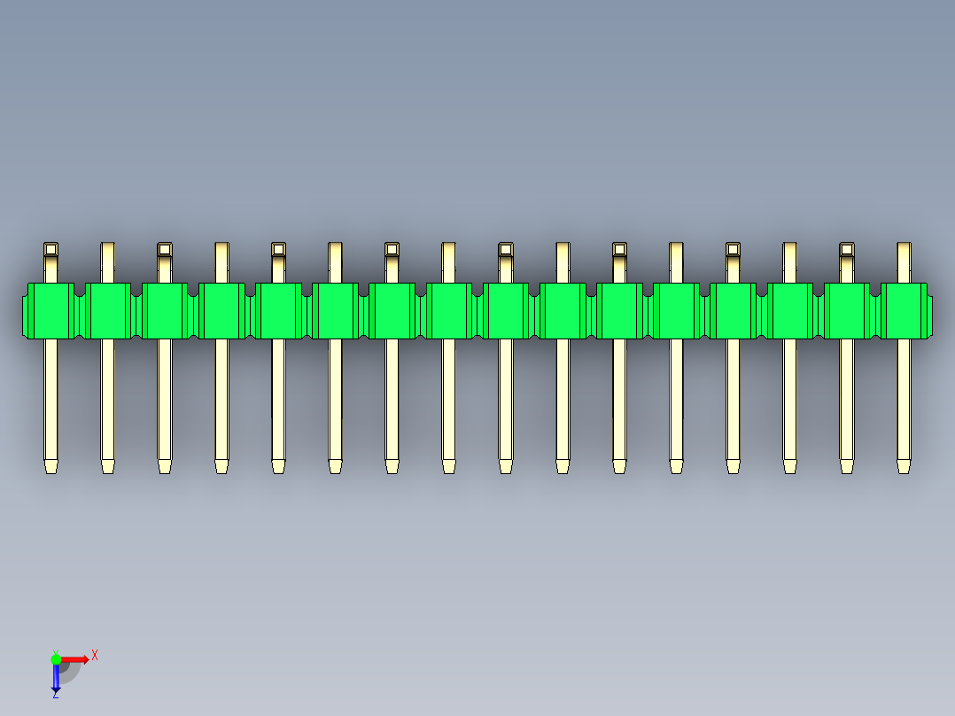 彩色公排针 100mil 2.54mm 系列-DS1022_green_16p_100mil_Type_SMT_R1_rev1.0俯视图
