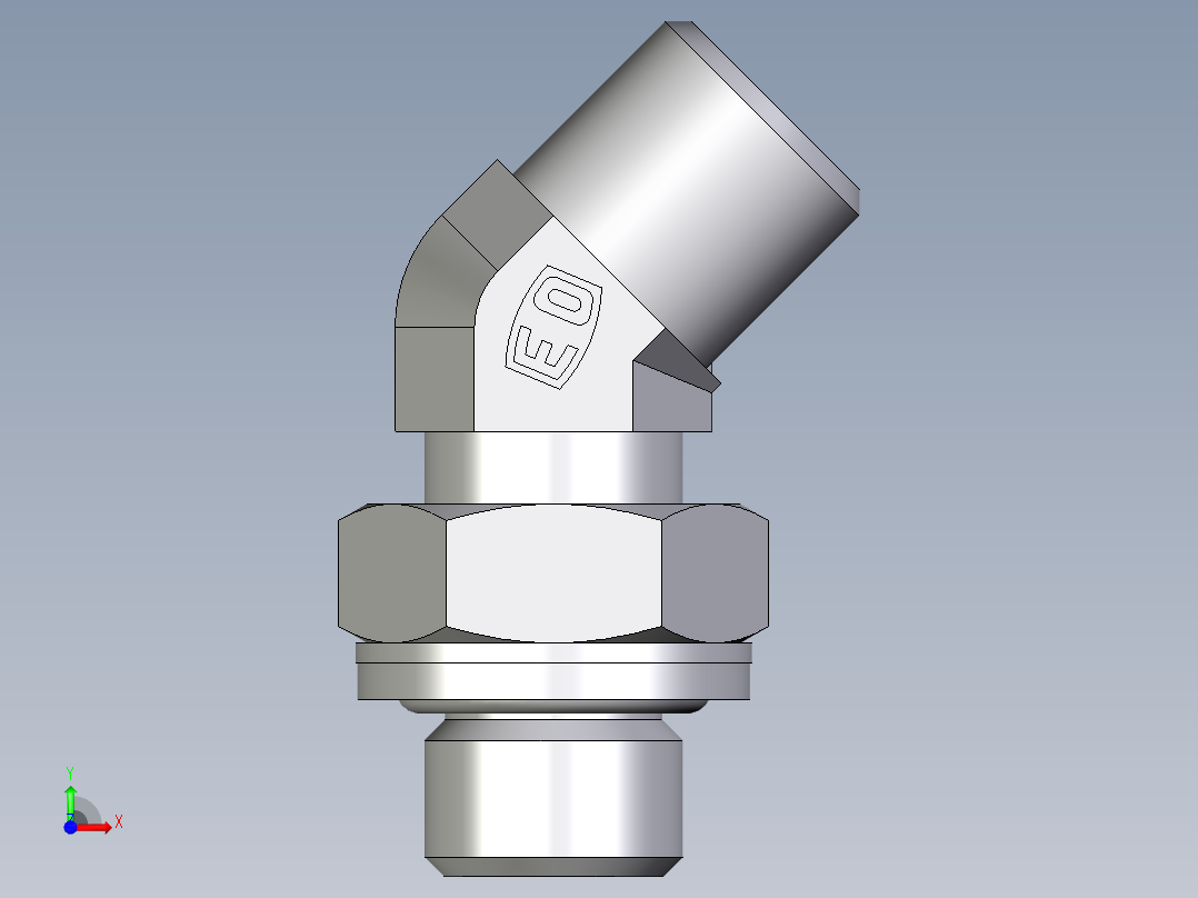卡套式工业通用硬管接头EO_Adjustable_locknut_45_deg_elbow_VEE06SROMDCF前视图