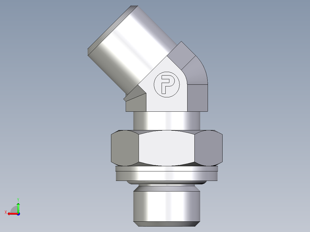 卡套式工业通用硬管接头EO_Adjustable_locknut_45_deg_elbow_VEE06SROMDCF后视图