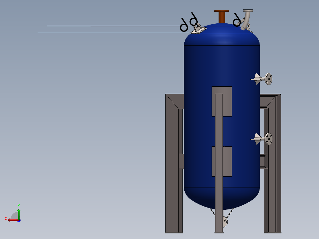 立式高压水箱模型后视图