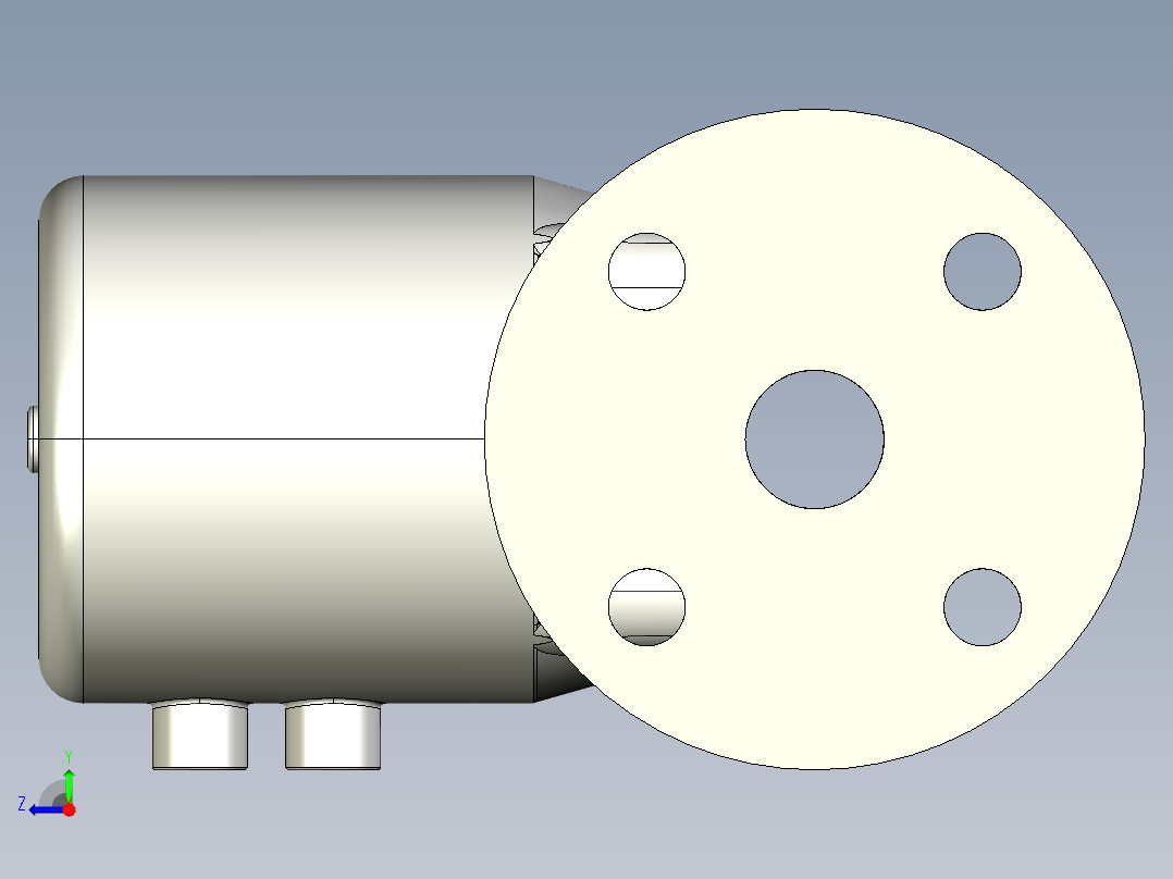 9DKPOMCP DA 气动隔膜阀双作用与固定法兰钻孔PN10 16。面对面根据EN 558-1 PP-H右视图