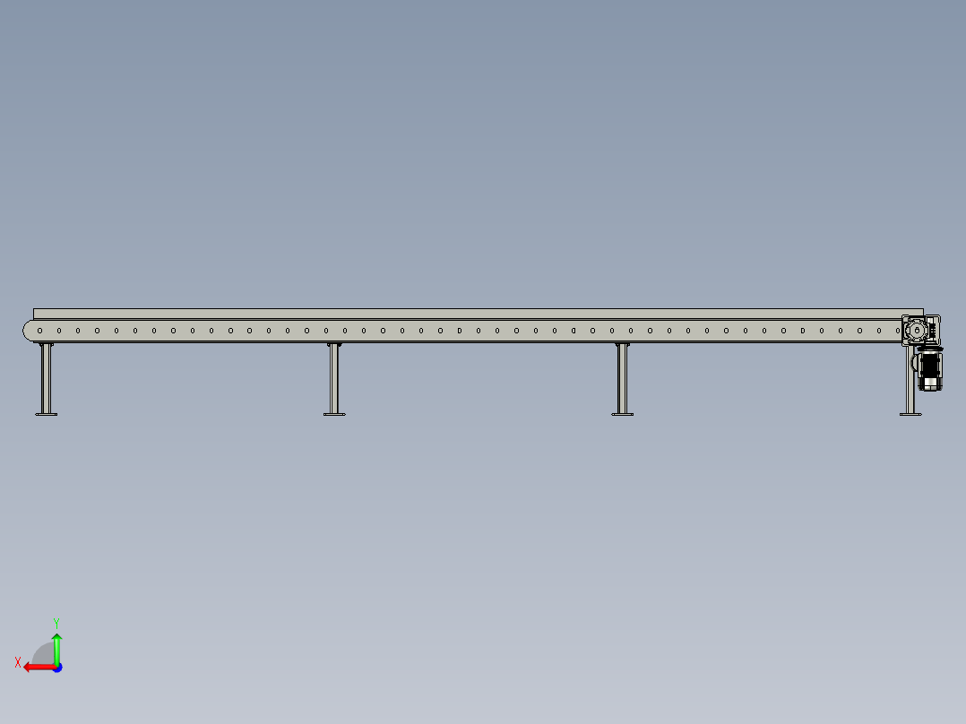 滚筒输送机4300X500X500毫米-stp后视图