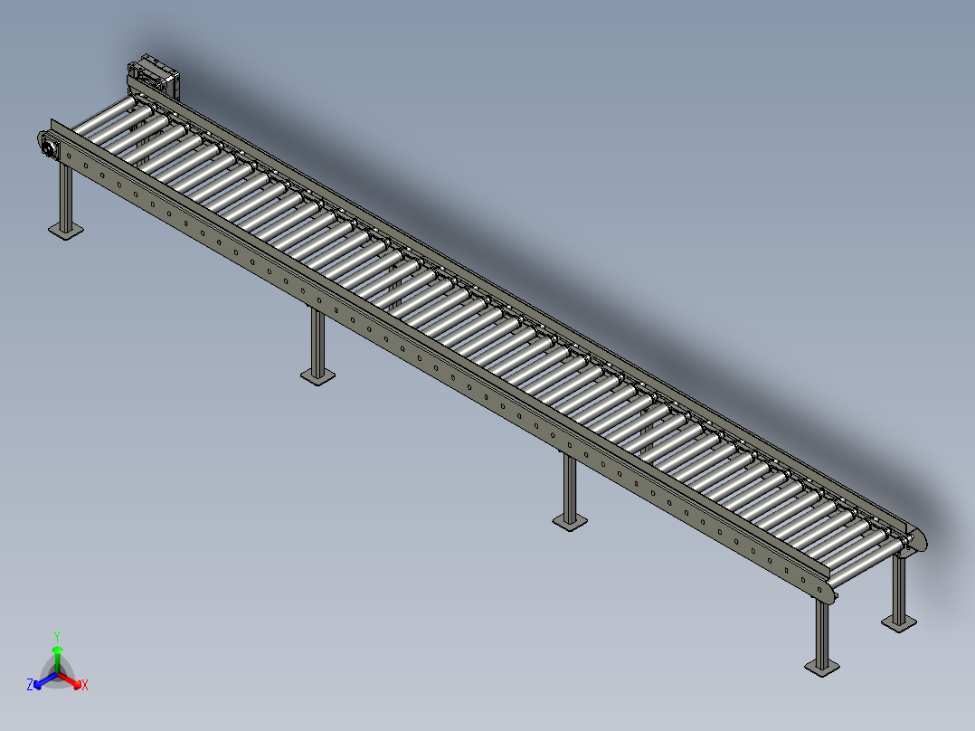 滚筒输送机4300X500X500毫米-stp正等轴测图