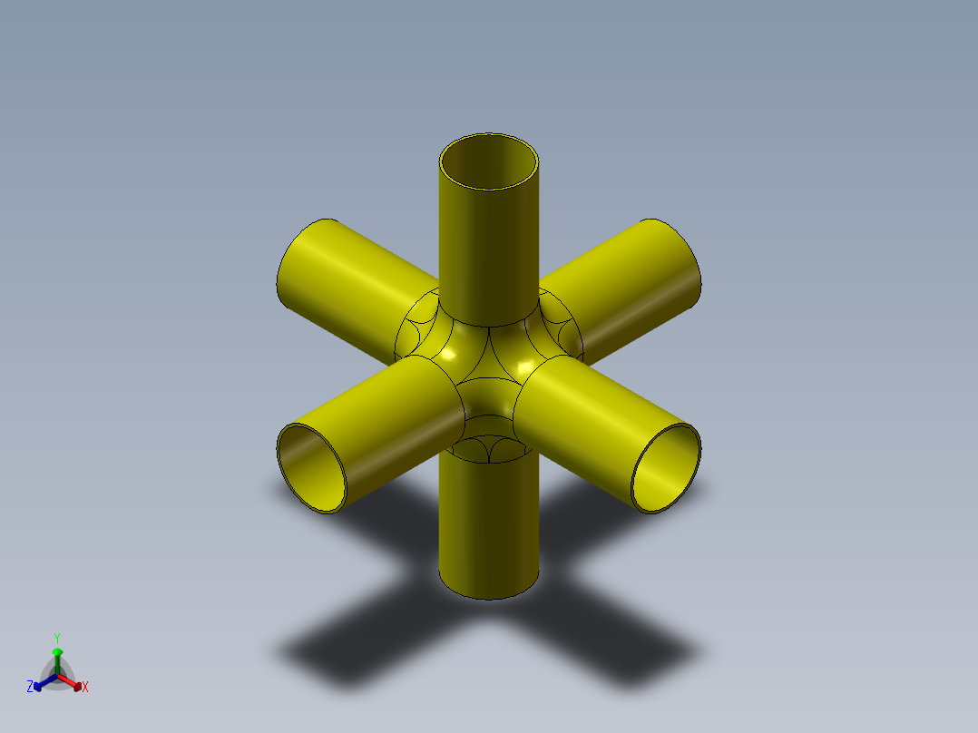 六通管3D模型主视图