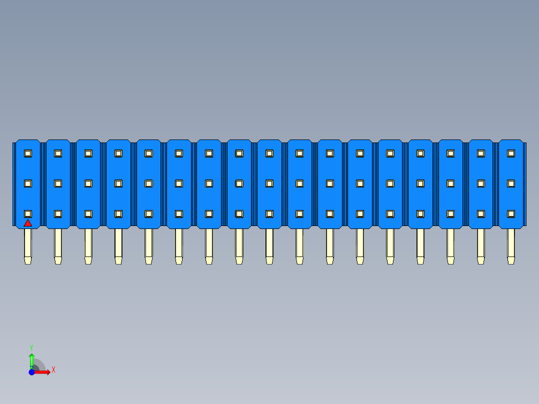 彩色公排针 100mil 2.54mm 系列-DS1022_blue_3x17p_100mil_TypeD_rev1.0前视图