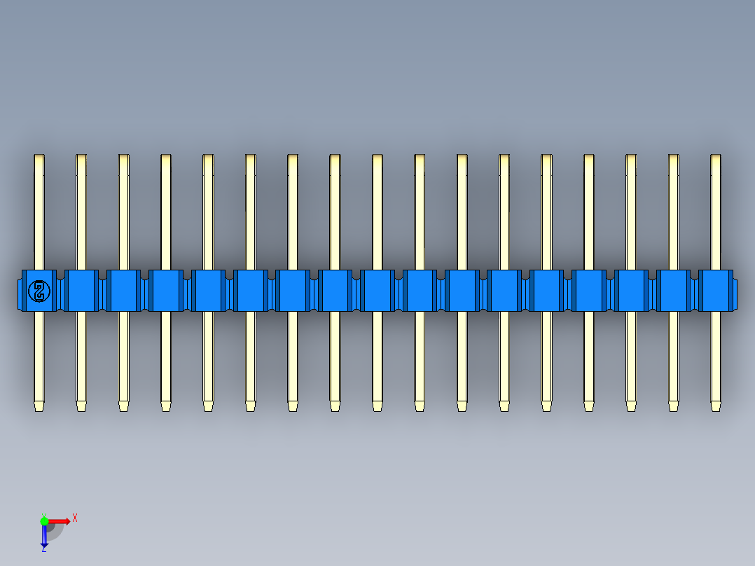 彩色公排针 100mil 2.54mm 系列-DS1022_blue_3x17p_100mil_TypeD_rev1.0俯视图