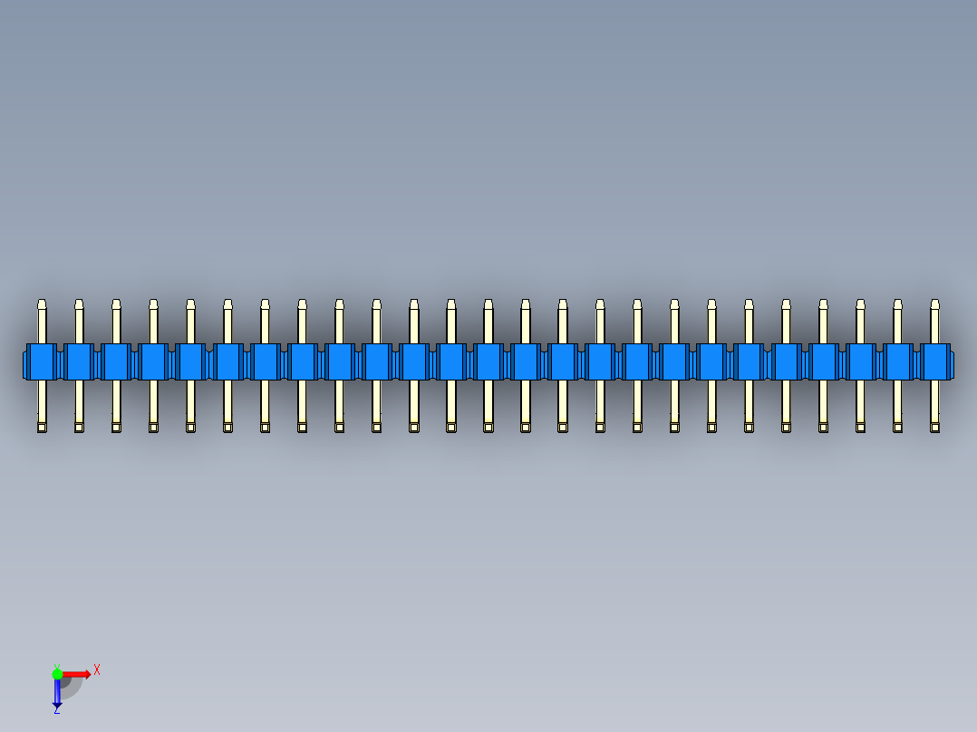 彩色公排针 100mil 2.54mm 系列-DS1022_blue_25p_100mil_TypeU_rev1.0俯视图