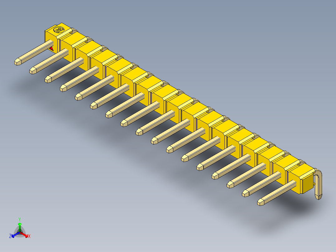 彩色公排针 100mil 2.54mm 系列-DS1022_yellow_1x17p_100mil_TypeD_rev1.0