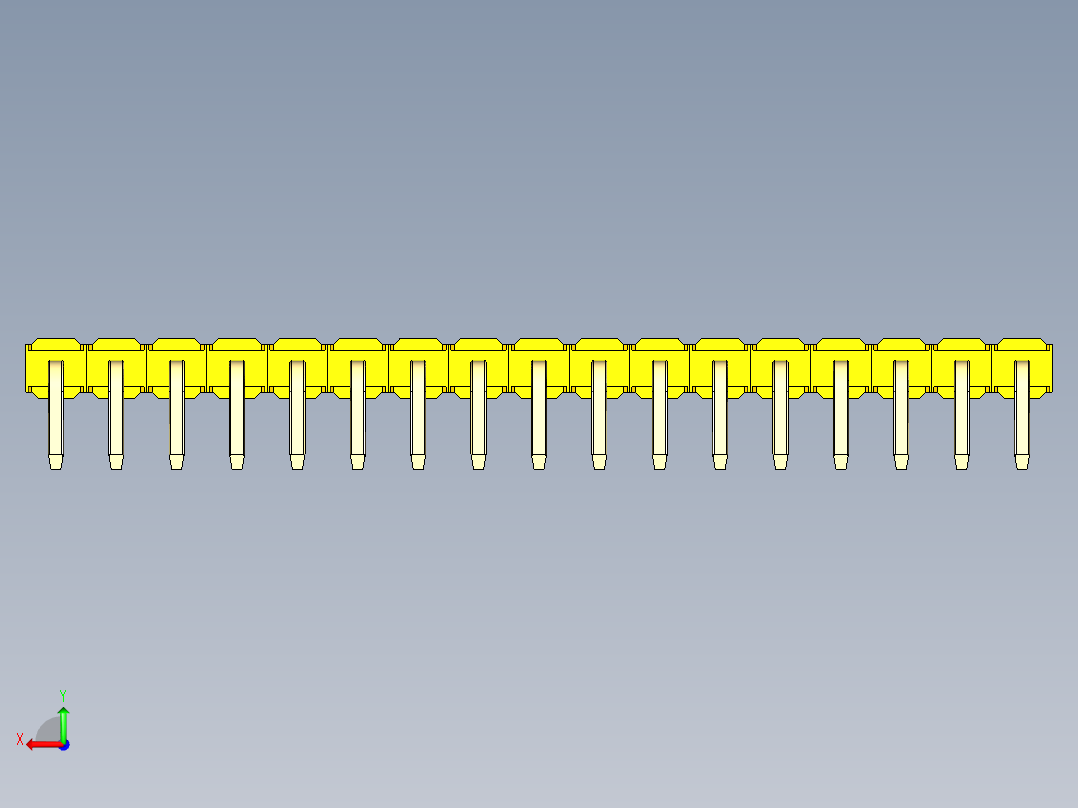彩色公排针 100mil 2.54mm 系列-DS1022_yellow_1x17p_100mil_TypeD_rev1.0后视图