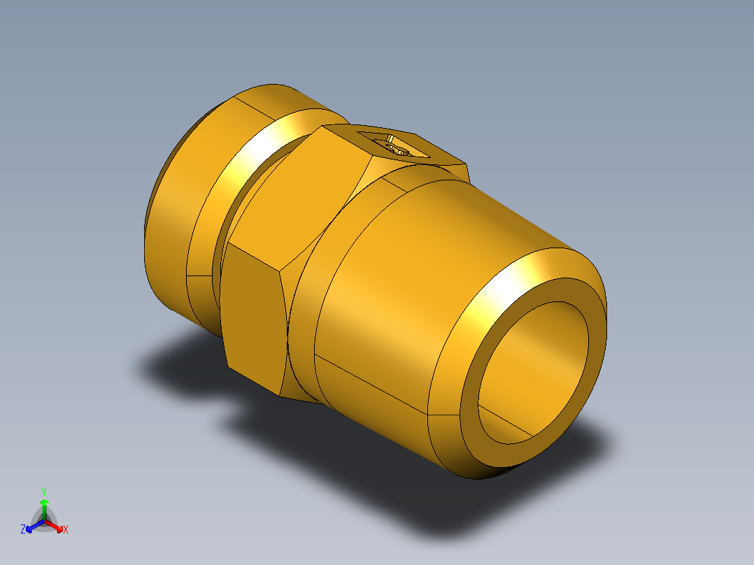 倒齿式工业管接头Ball-End Joint Adapter to Male Pipe 127HB-6-6正等轴测图