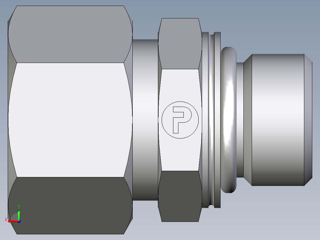 卡套式工业通用硬管接头EO_Male_Stud_connector_GEO15ZLMCF后视图