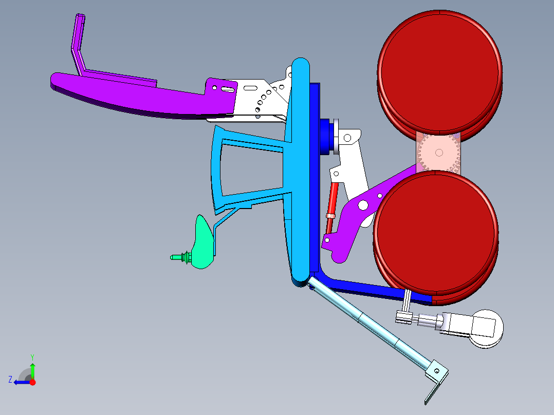 旋转式双轮电动轮椅设计-含三维catia图右视图