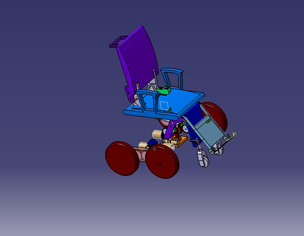 旋转式双轮电动轮椅设计-含三维catia图