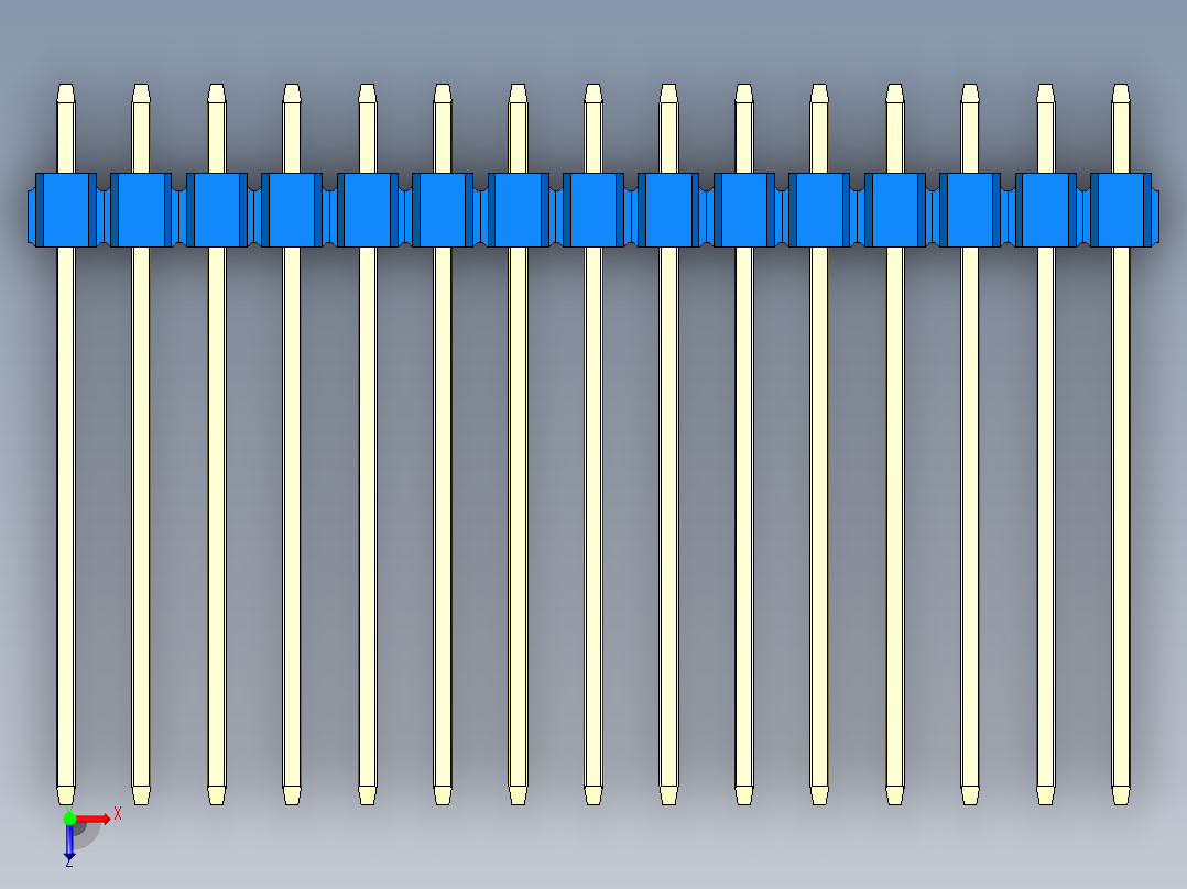 彩色公头100mil（2.54mm）系列-DS1021_blue_2x15p_100mil_Type19_rev1.0俯视图