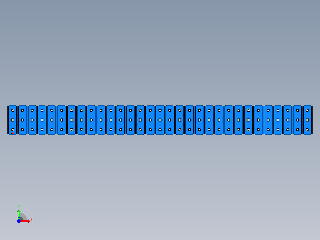 彩色公头100mil（2.54mm）系列-DS1021_blue_3x31p_100mil_Type1_rev1.0前视图