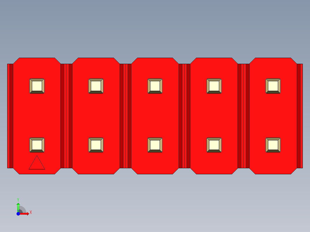彩色公头100mil（2.54mm）系列-DS1021_red_2x05p_100mil_Type19_rev1.0前视图