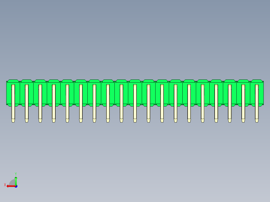彩色公排针 100mil 2.54mm 系列-DS1022_green_2x19p_100mil_TypeD_rev1.0后视图