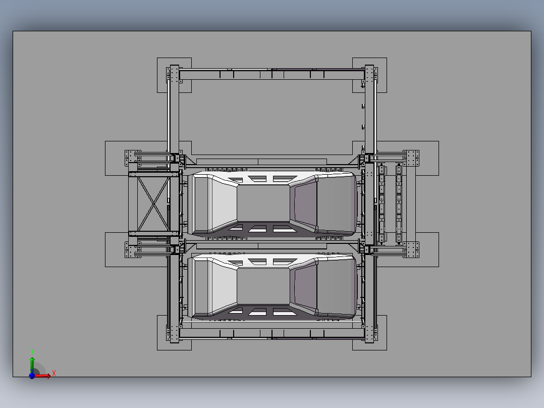 10层的垂直升降式立体车库前视图