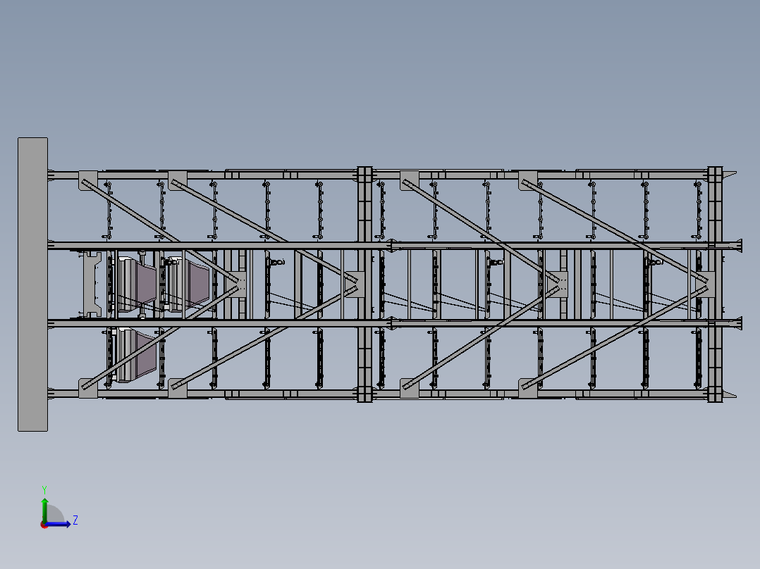 10层的垂直升降式立体车库左视图
