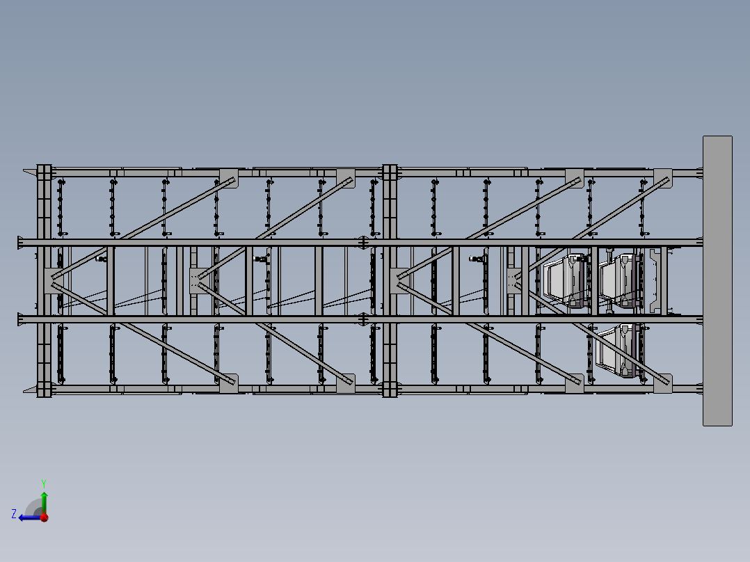 10层的垂直升降式立体车库右视图