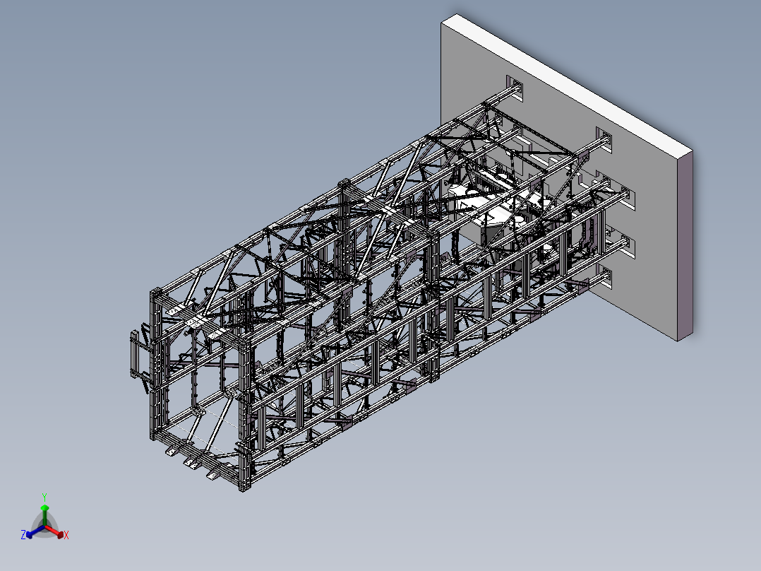 10层的垂直升降式立体车库正等轴测图