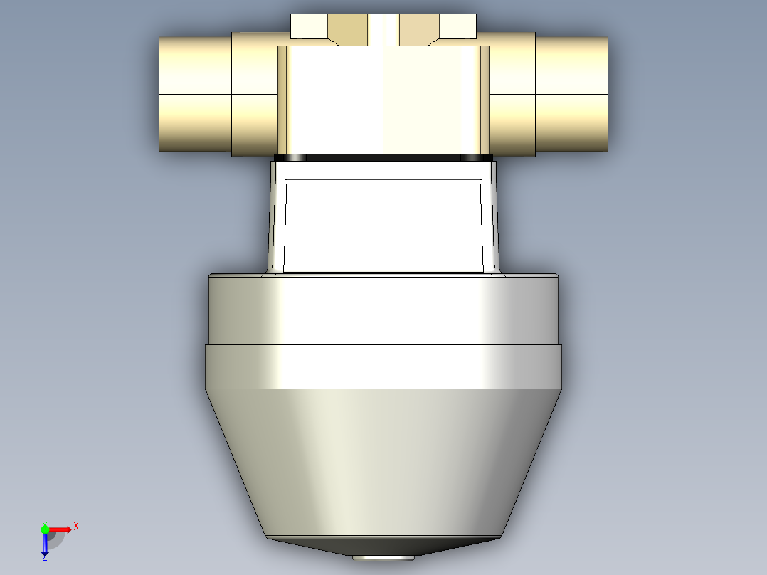 1DKMDMCP NC 气动隔膜阀，常闭，与男性的两端，公制系列PP-H俯视图