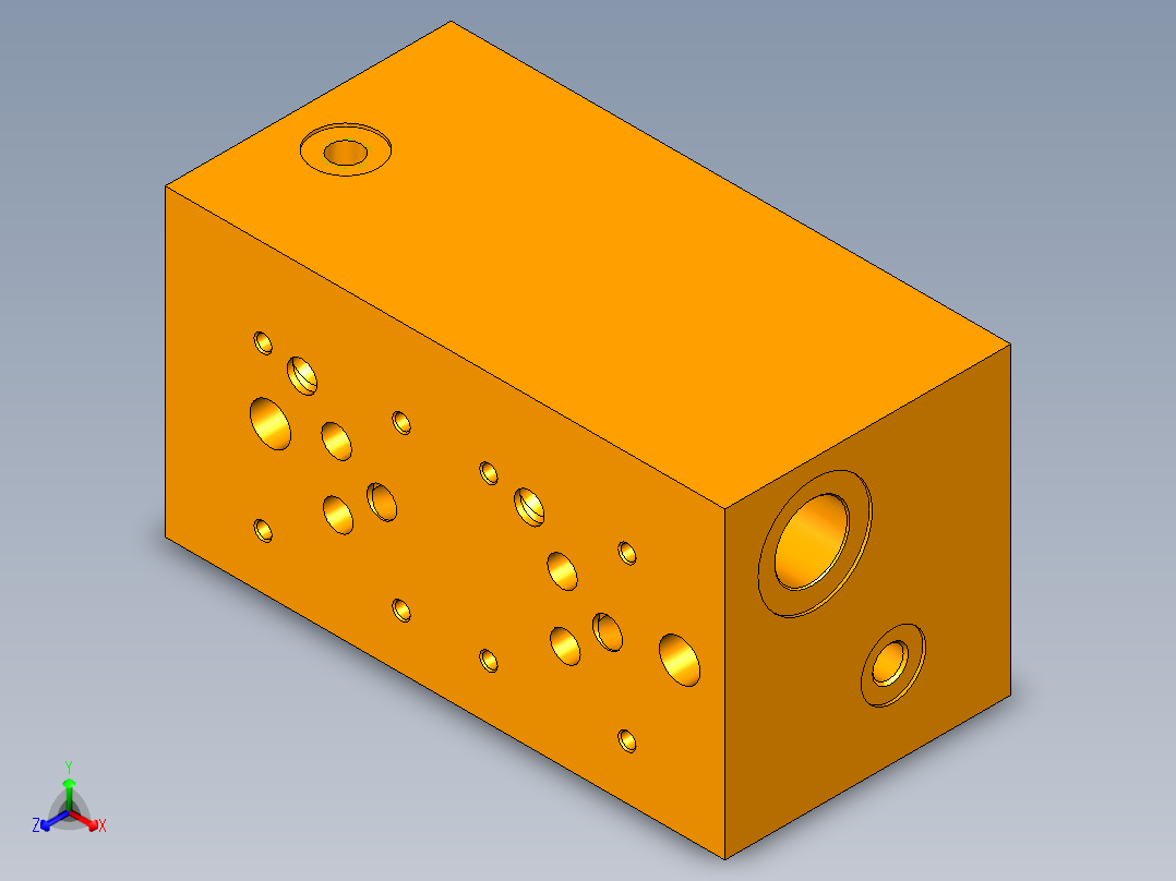 SolidWork液压集成块 SolidWork油缸阀块正等轴测图