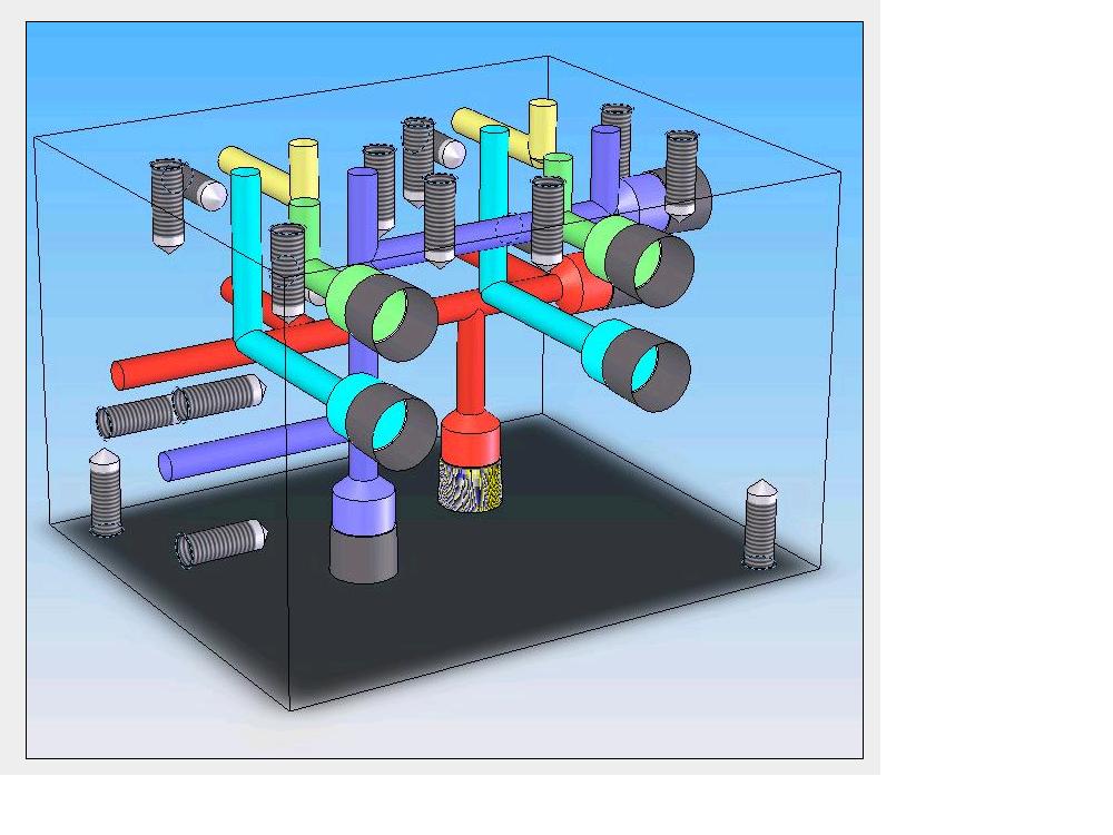 SolidWork液压集成块 SolidWork油缸阀块