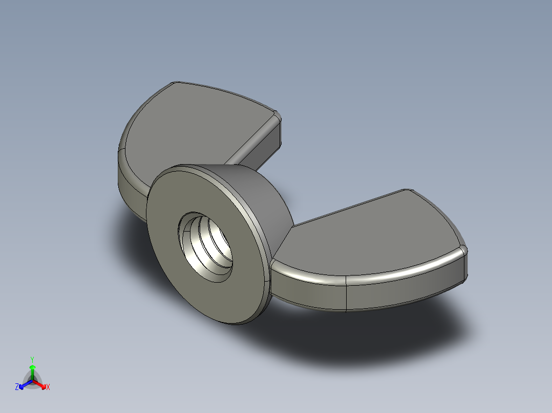 蝶形螺母-WING NUT M4 x 0.7mm Thread.STEP正等轴测图