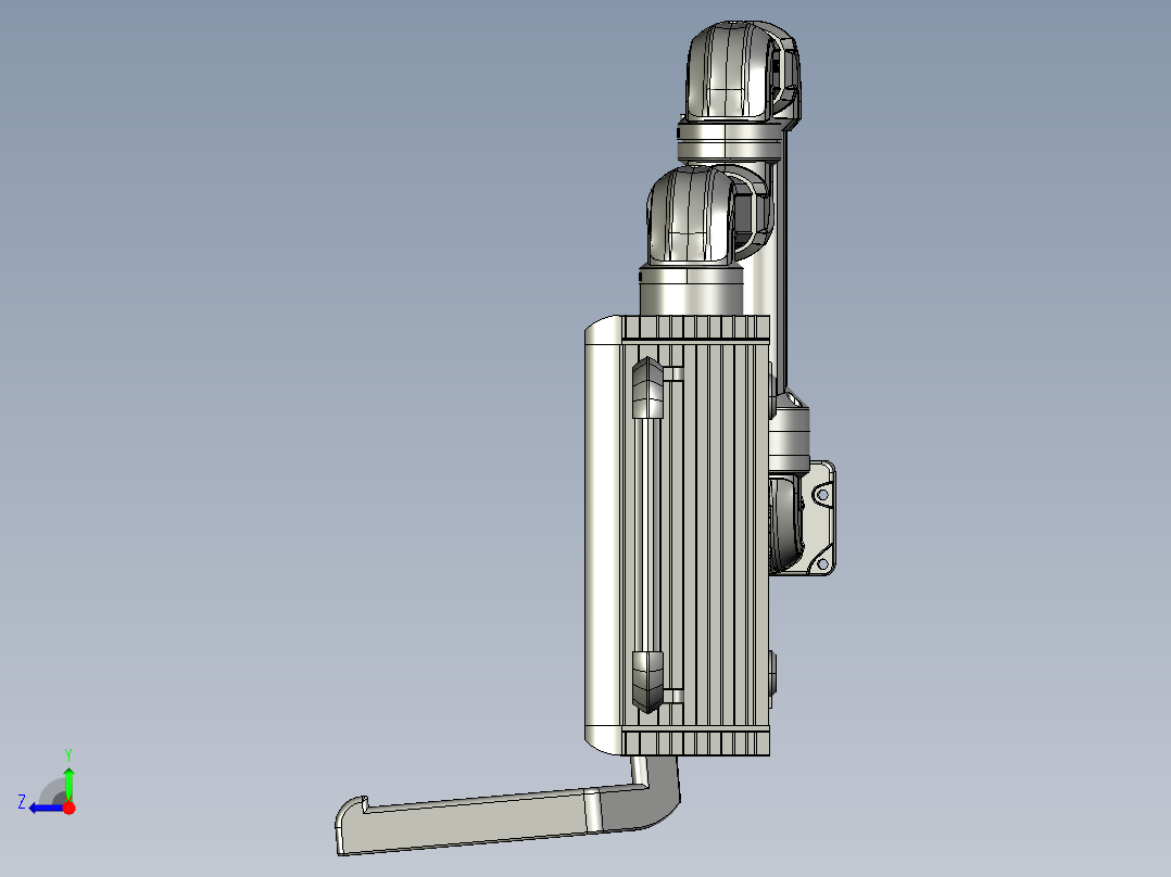 悬臂控制操控箱键盘支架-D3-垂直墙座-转角-中间连接器-90度箱体连接器-250-200-300右视图