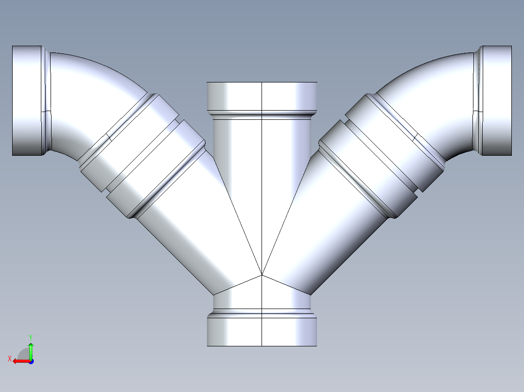 船舶管路系统S11_SeaDrainPLUS_DoubleComboWye-SxSxSxS_37E268203_3in Sea Drain Plus - Double Wye - SxSxSxS后视图