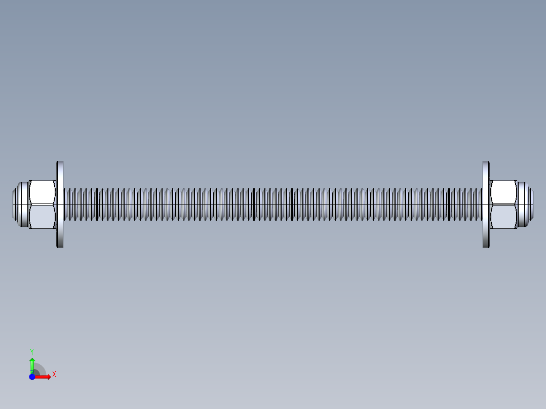 紧固件-IGES 0.3750 All-Thread前视图