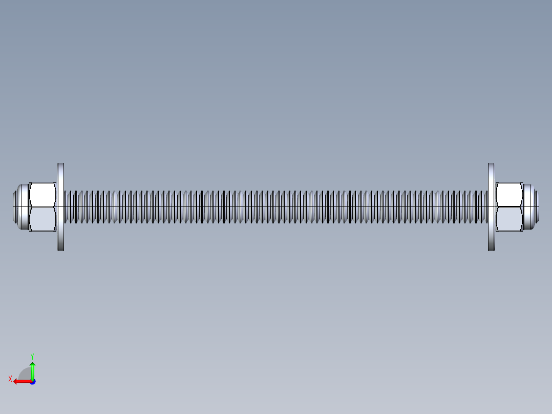 紧固件-IGES 0.3750 All-Thread后视图