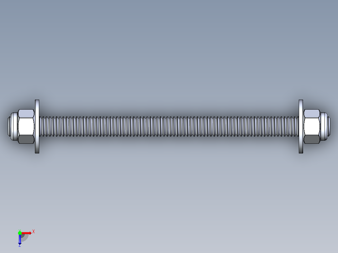 紧固件-IGES 0.3750 All-Thread俯视图