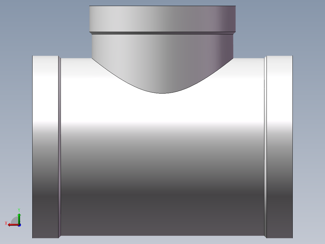 三通-异径 DN65-DN50后视图