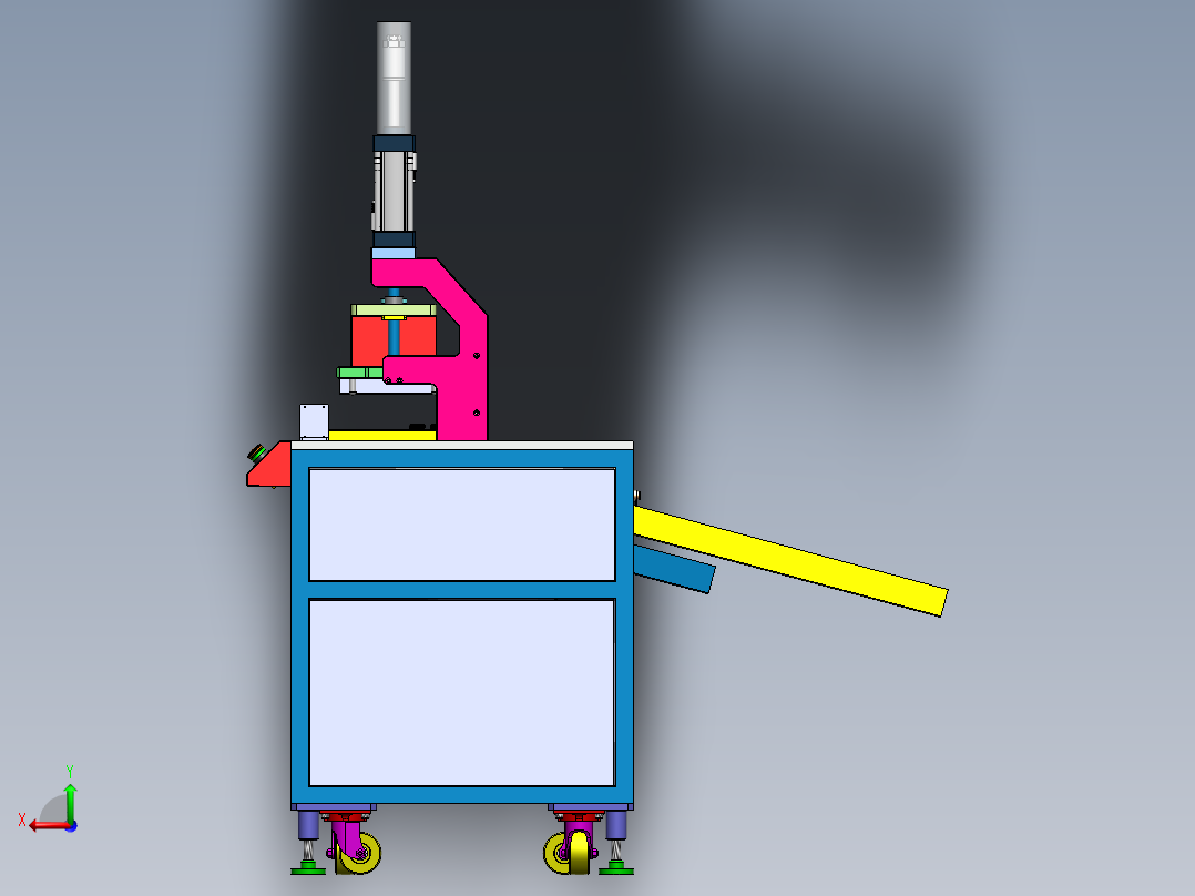 塑胶切水口机、非标自动化设备3D模型后视图
