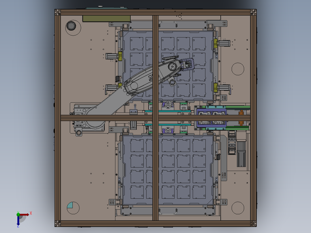 PCB板自动摆盘机sw20可编辑俯视图