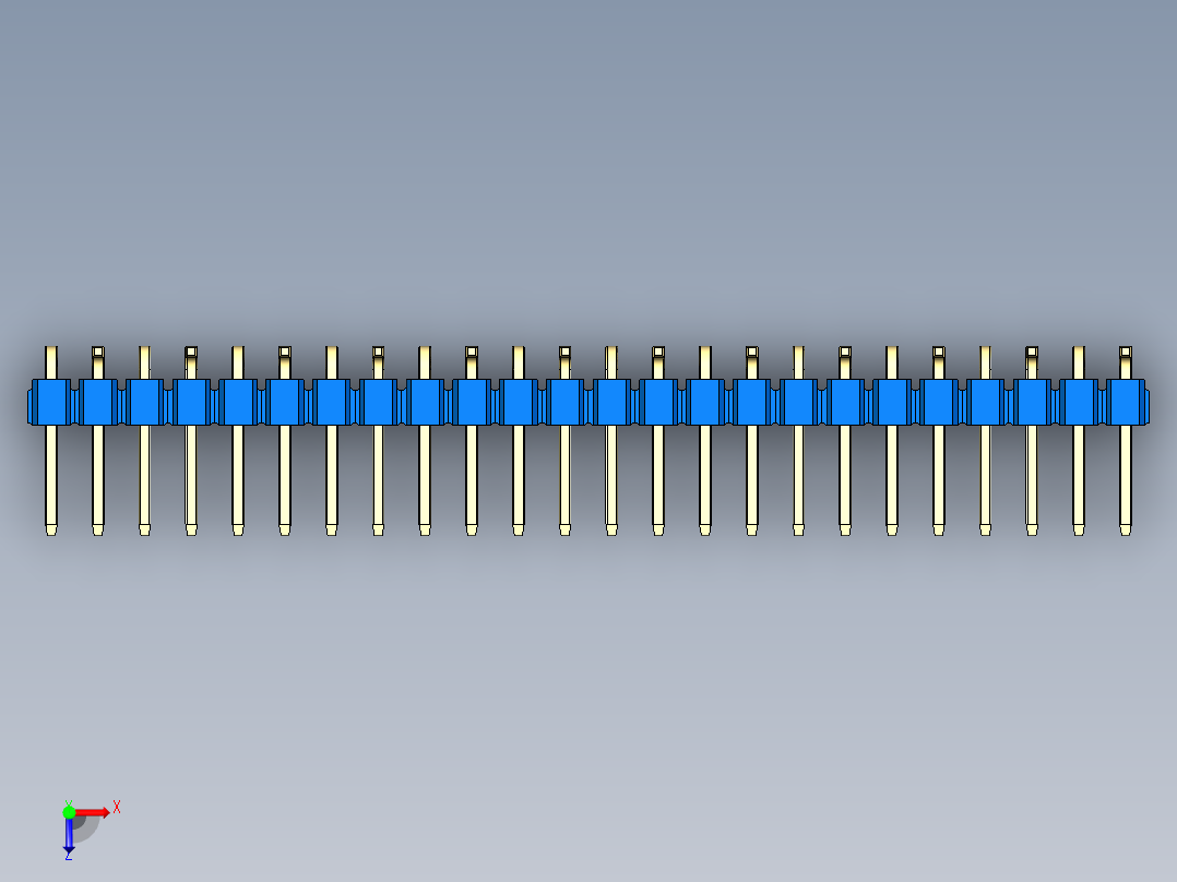 彩色公排针 100mil 2.54mm 系列-DS1022_blue_24p_100mil_Type_SMT_R2_rev1.0俯视图